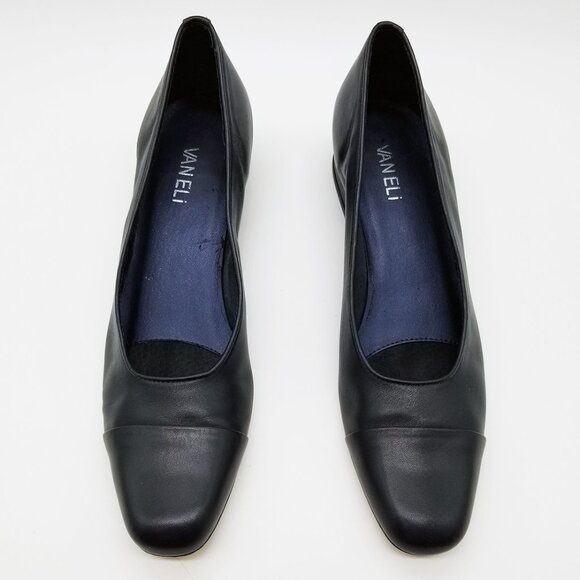 Vaneli Fc-313 Navy Nappa Soft Leather Cap Toe Ballet Flat Narrow SS Size 9 $175 - Picture 4 of 15